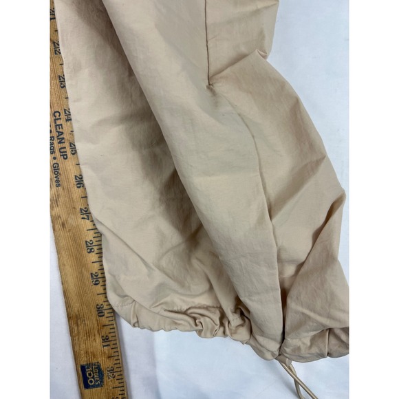 Madden NYC Tan Nylon Cargo Pants Joggers XXL Wide Leg Drawstring Bungee Hem - Picture 6 of 9
